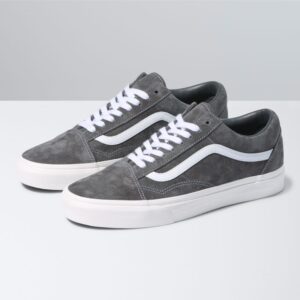 Dark Grey/White Men's Vans Pig Suede Old Skool Sneakers